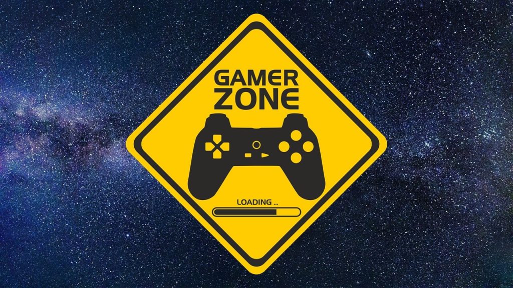 gry na konsole: żółty znak game zone i pod spodem czarny pad pod napisem