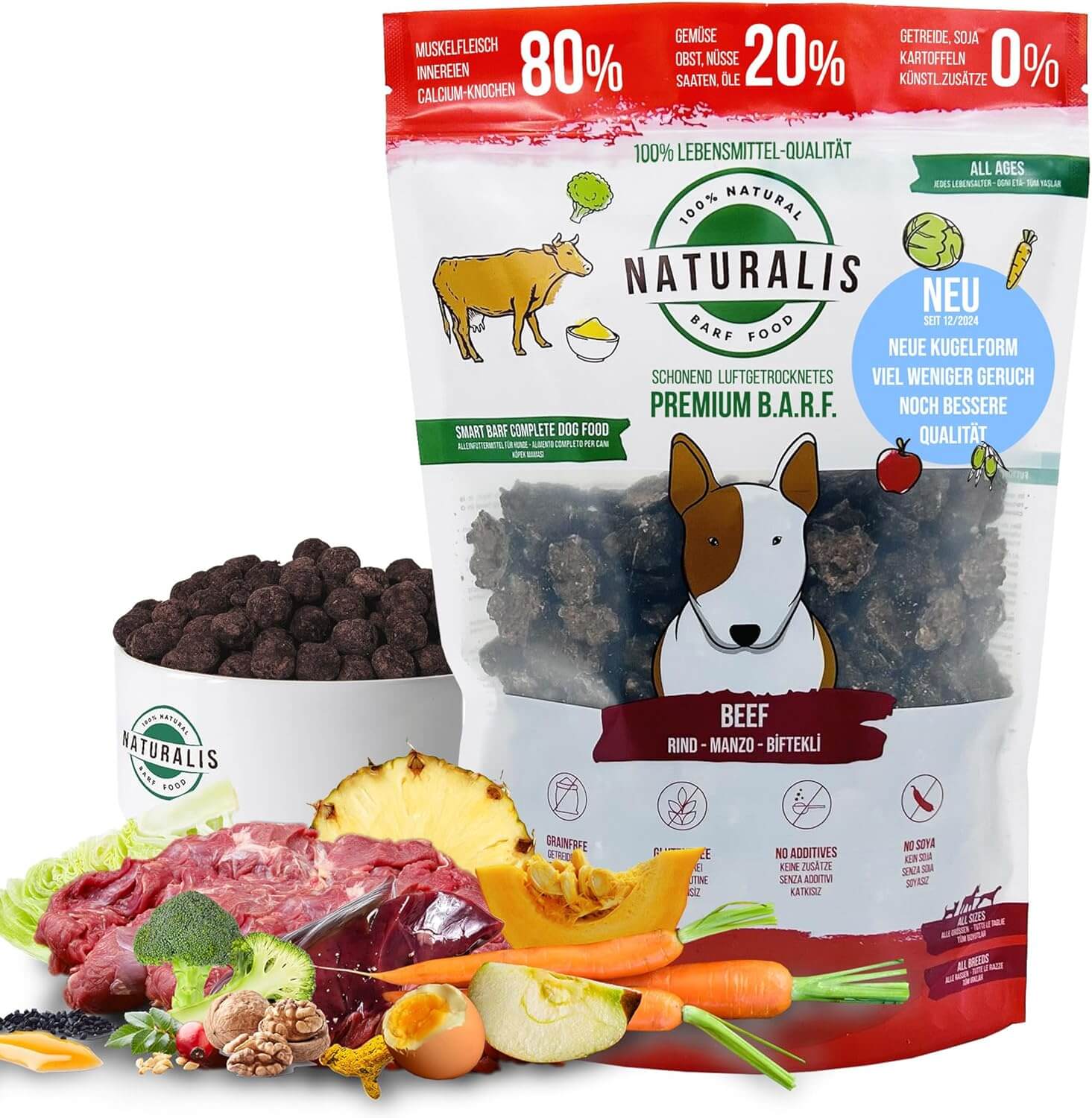 Naturalis Smart 80 Barf sucha karma dla psów, 500 g, wołowa, delikatnie suszona na powietrzu
